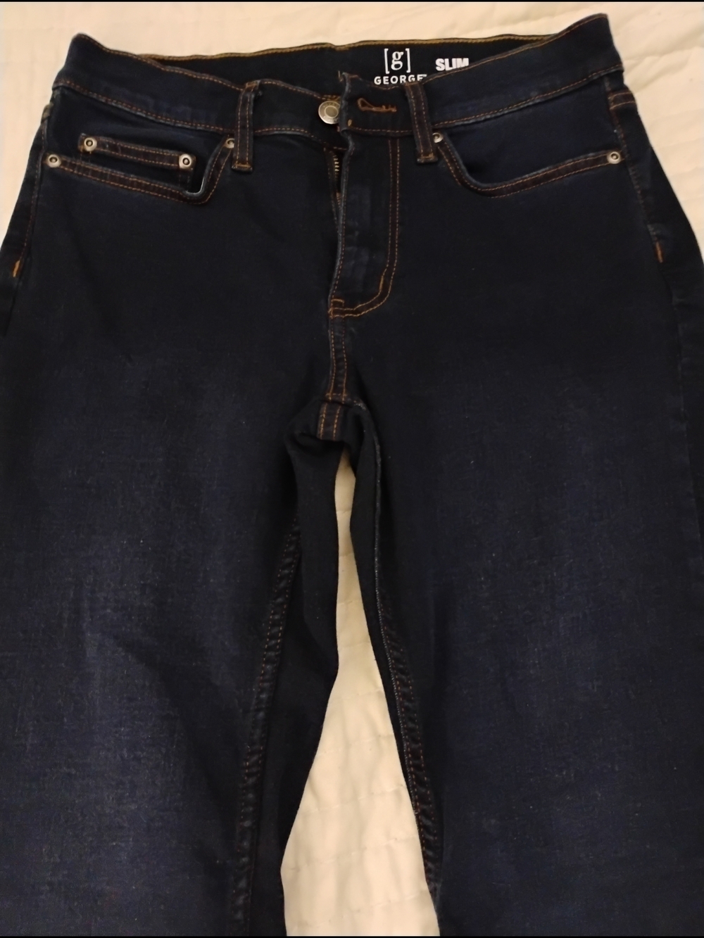 George Slim Men’s Jeans - Dark Indigo with Contrast Stitching